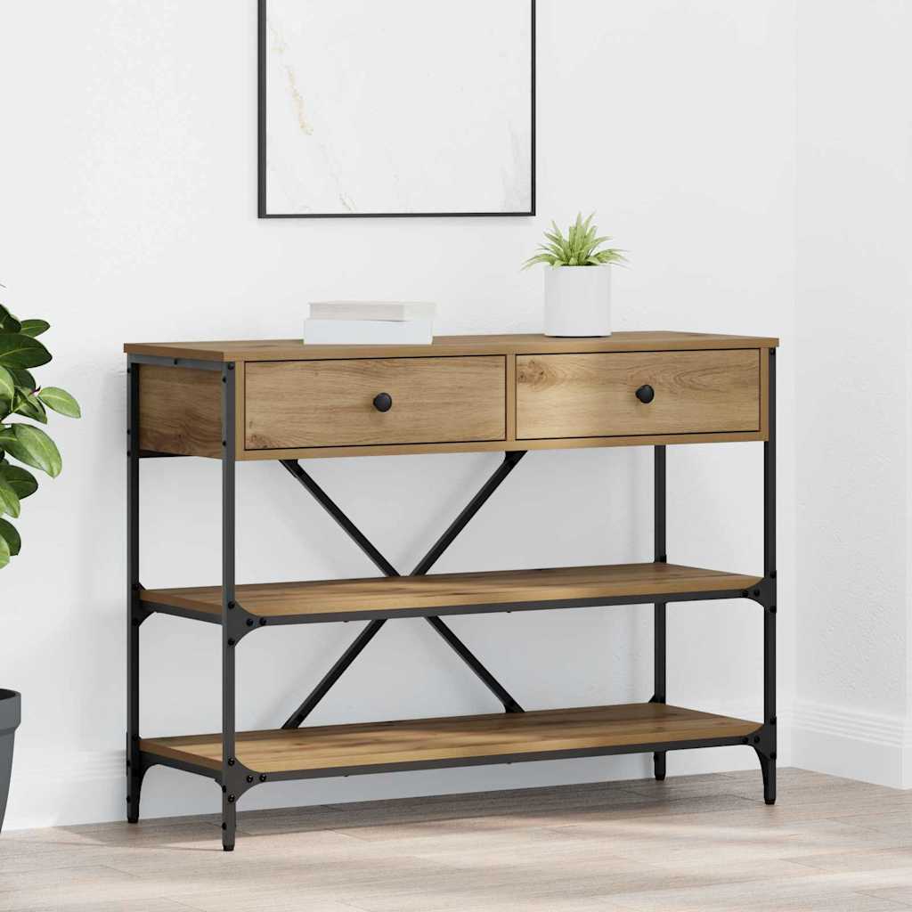 Konzolna stolica s ladicama Smeđa 100 x 34,5 x 75 cm boja drva