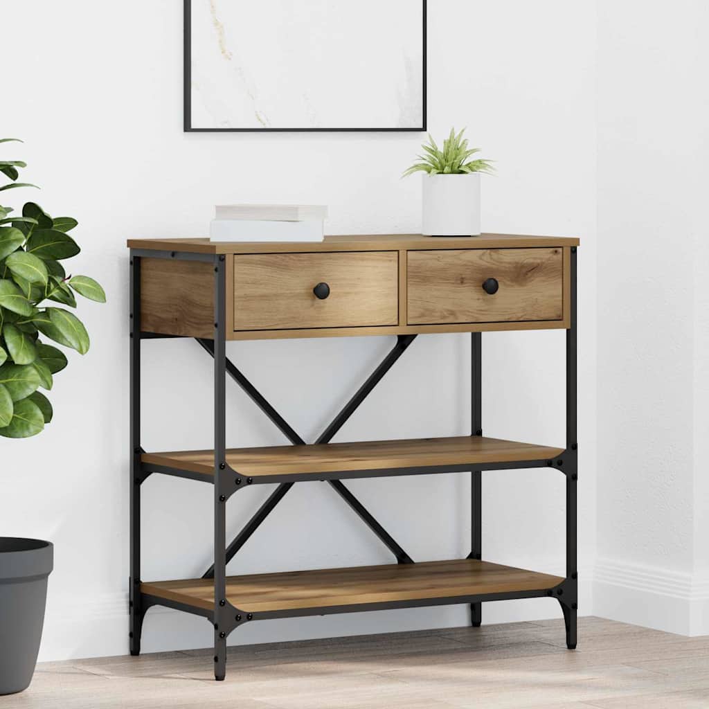 Konzolna stolica s ladicama Smeđa 75 x 34,5 x 75 cm boja drva