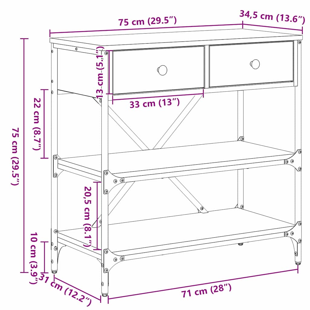 Konzolna stolica Crni hrast 75 x 34,5 x 75 cm boja drva