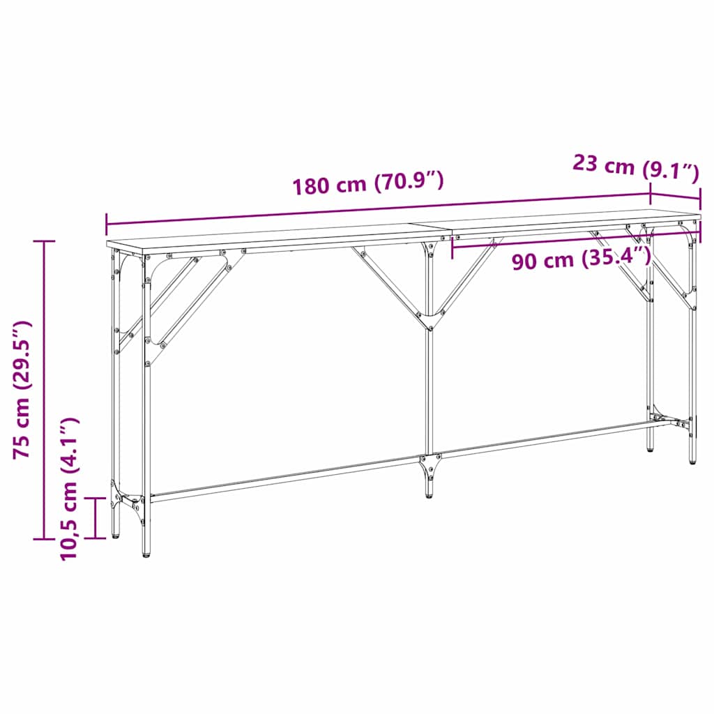 Konzolna stolica Crni hrast 180 x 23 x 75 cm
