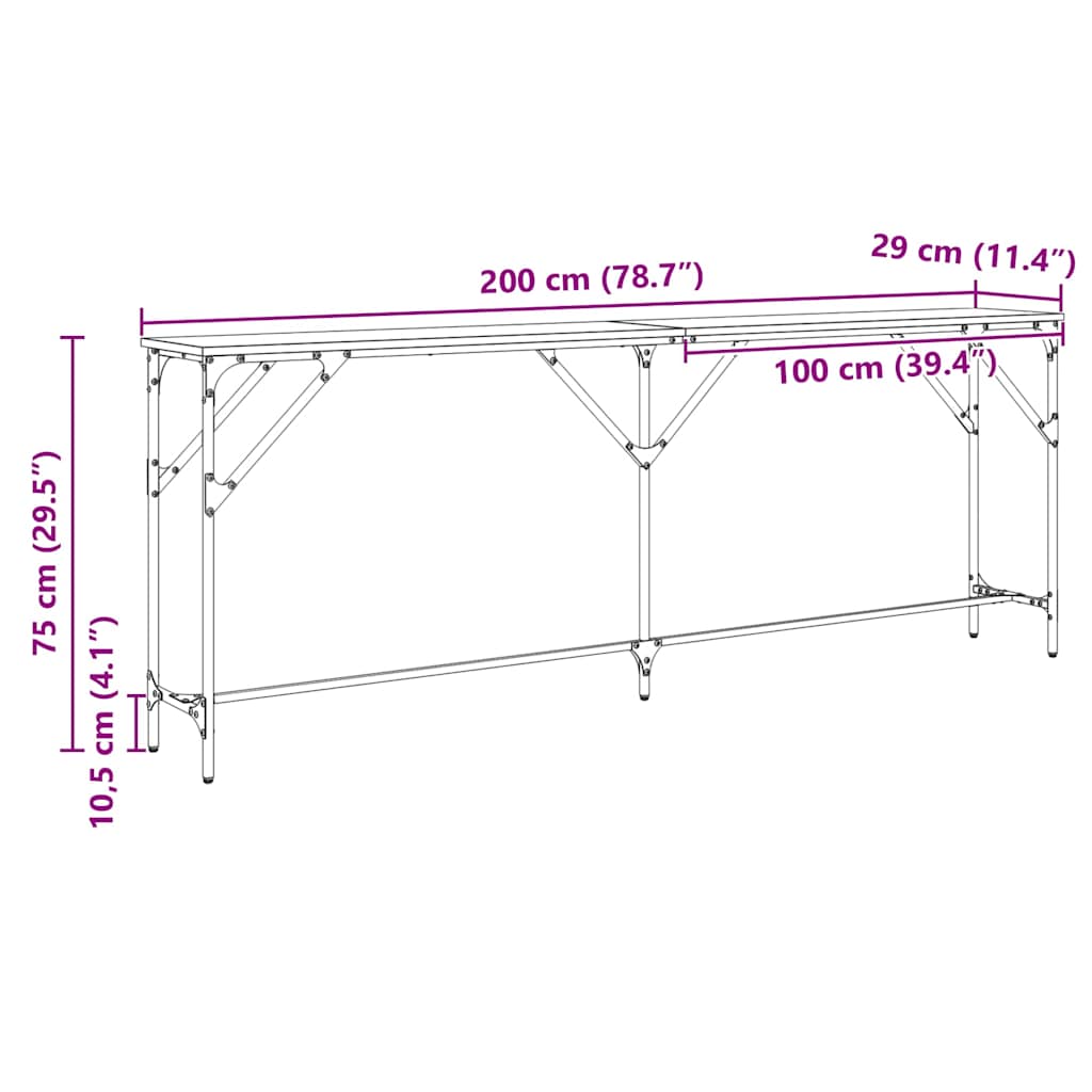 Konzolna stolica Crni hrast 200 x 29 x 75 cm