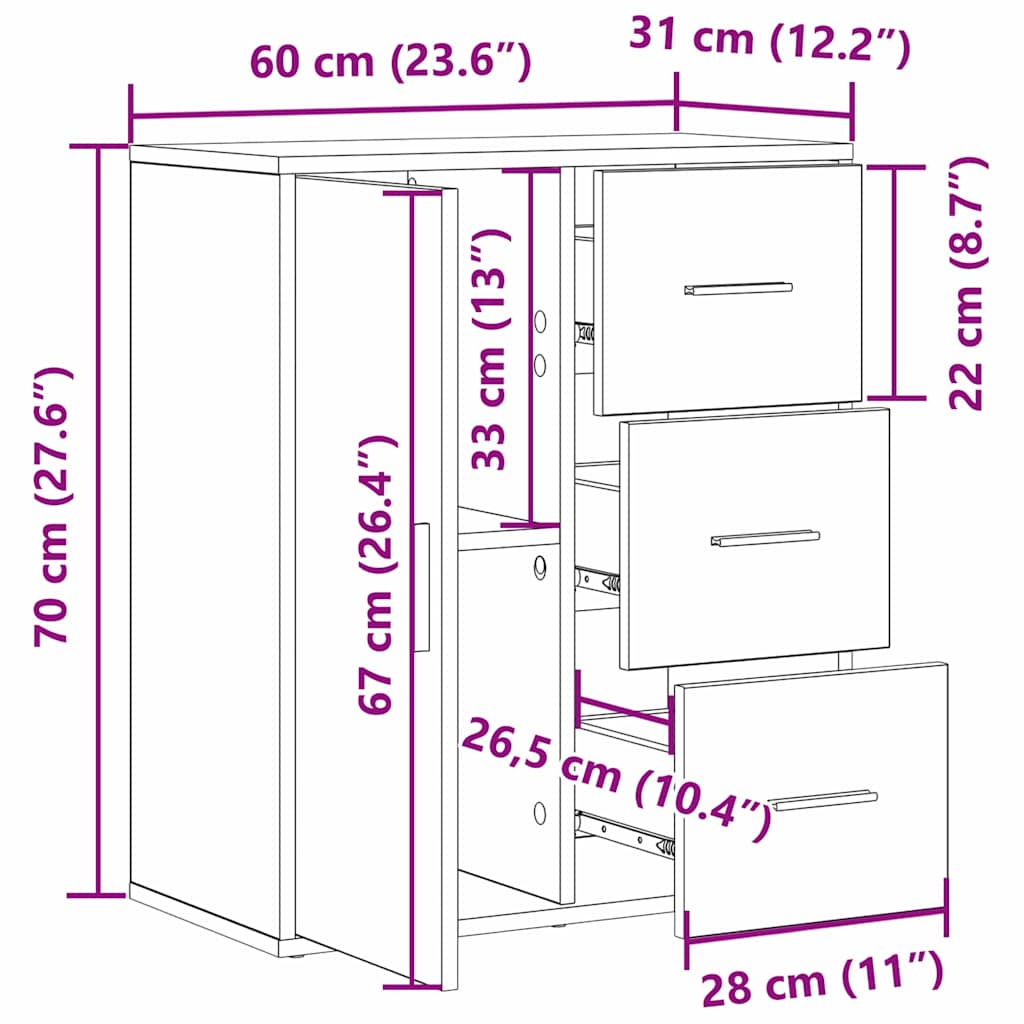 Kreveta Umjetnički hrast 60 x 31 x 70 cm Konstruirano drvo
