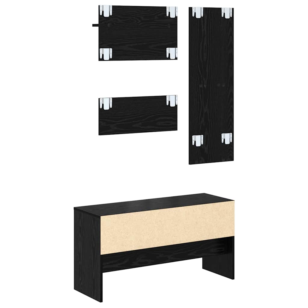Set namještaja za predsoblje 4 pcs Crni hrast Konstruirano drvo