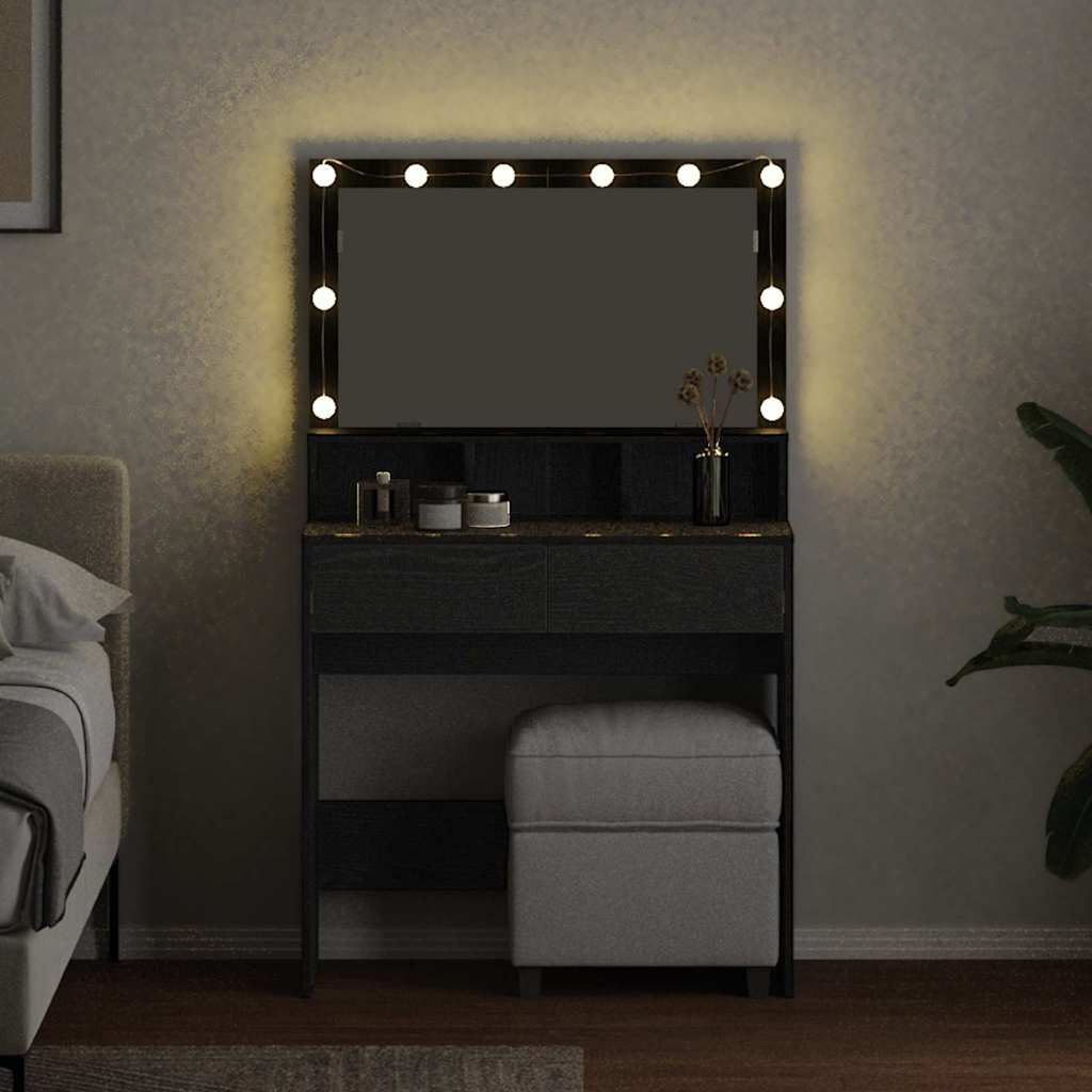 Toaletni stol Crni hrast 80 x 41 x 134,5 cm Konstruirano drvo