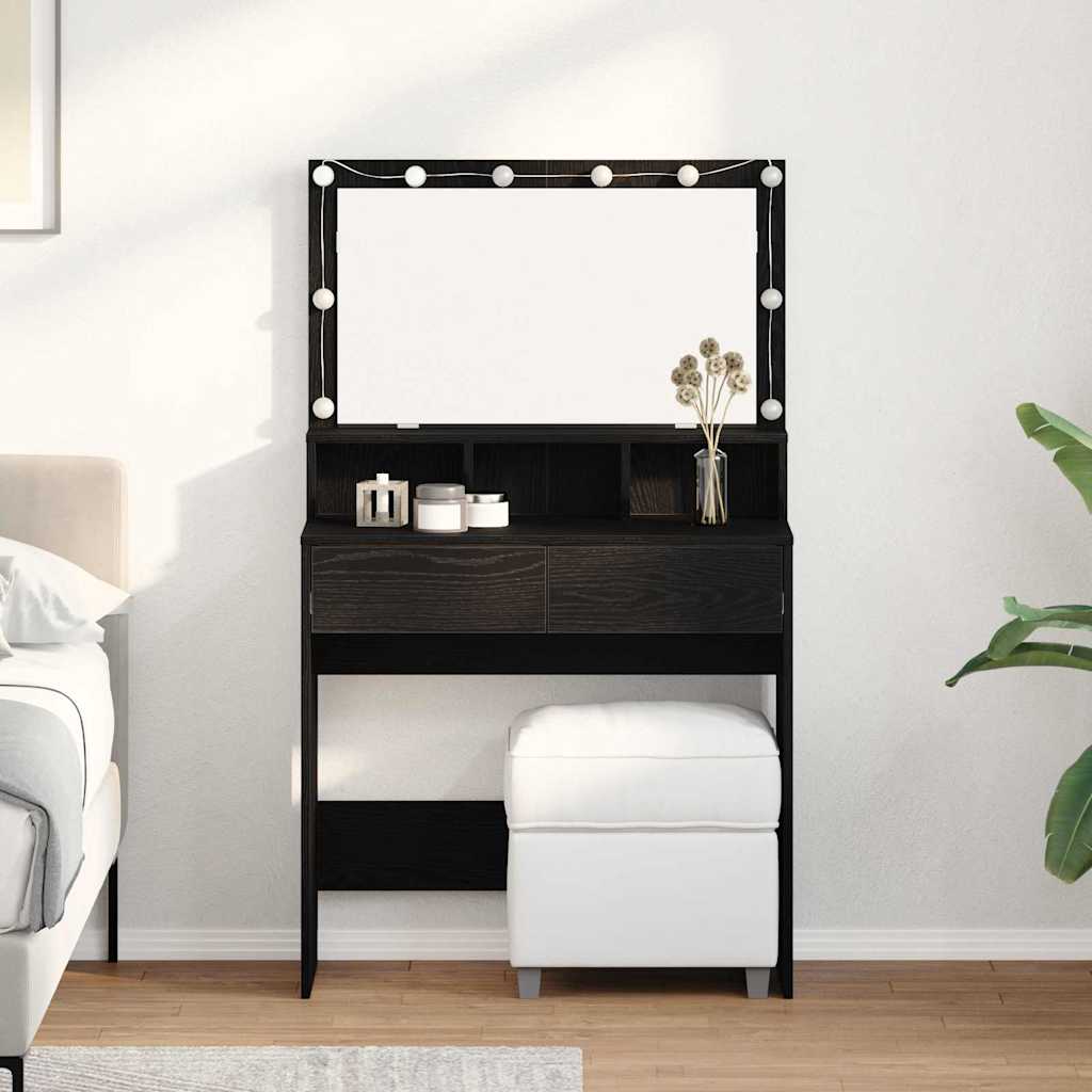 Toaletni stol Crni hrast 80 x 41 x 134,5 cm Konstruirano drvo