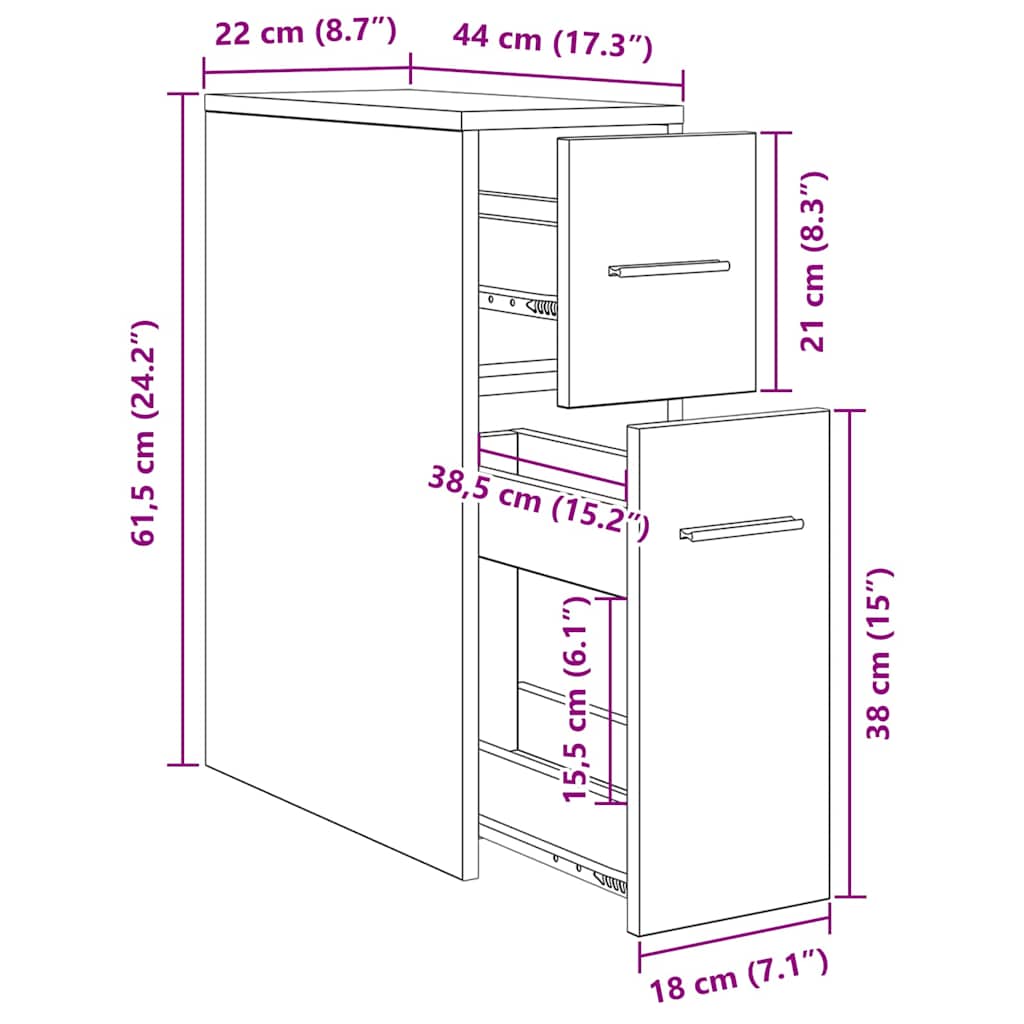 Set namještaja za kupaonicu Zidne Crni hrast 22 x 44 x 61.5 cm