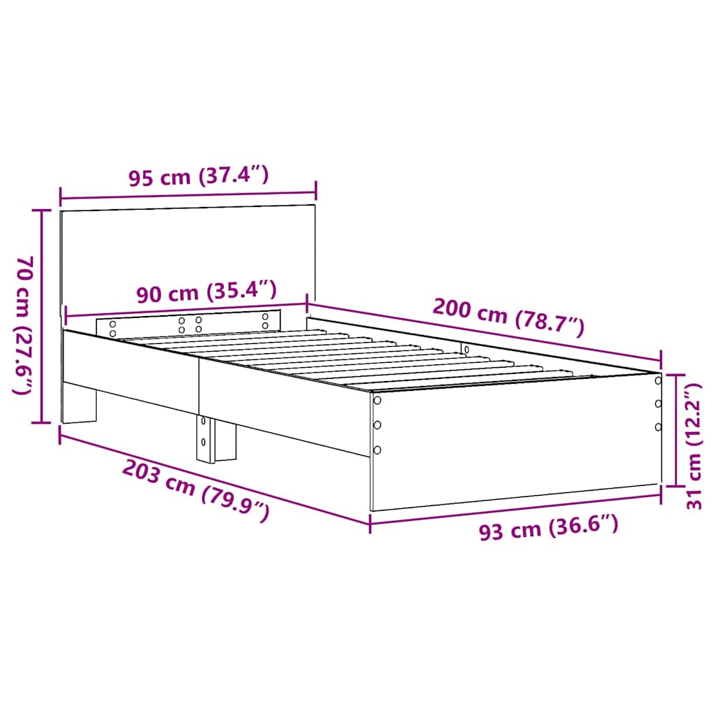 Krevetna konstrukcija Staro drvo 90 x 200 cm Konstruirano drvo