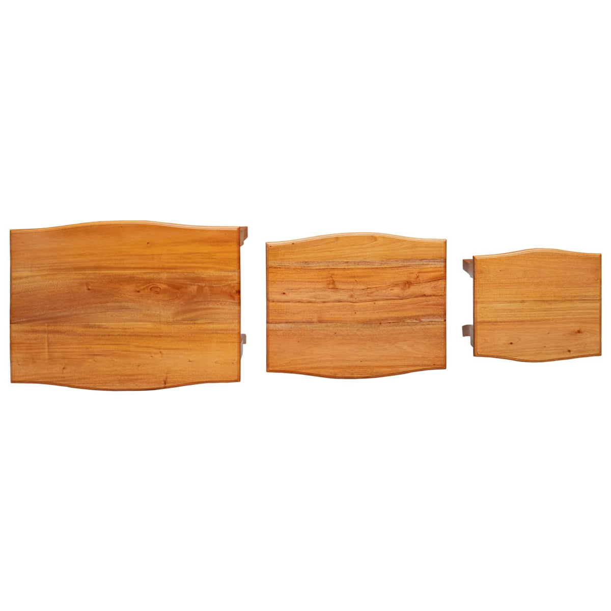 Nesting bočni stolovi 3 pcs Prirodna Čvrsto mahagonijsko drvo