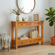 Konzolna stolica s ladicama Prirodna 115 x 32 x 76 cm