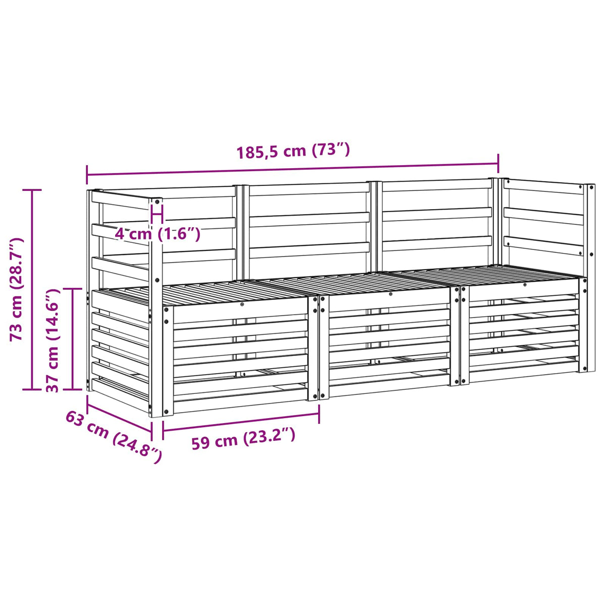 Setovi sofa 3 pcs Prirodna Čvrsto drvo akacije