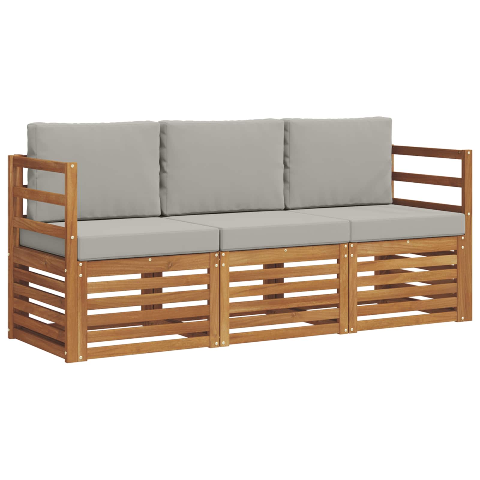 Setovi sofa 3 pcs Prirodna i svijetlo siva Čvrsto drvo akacije
