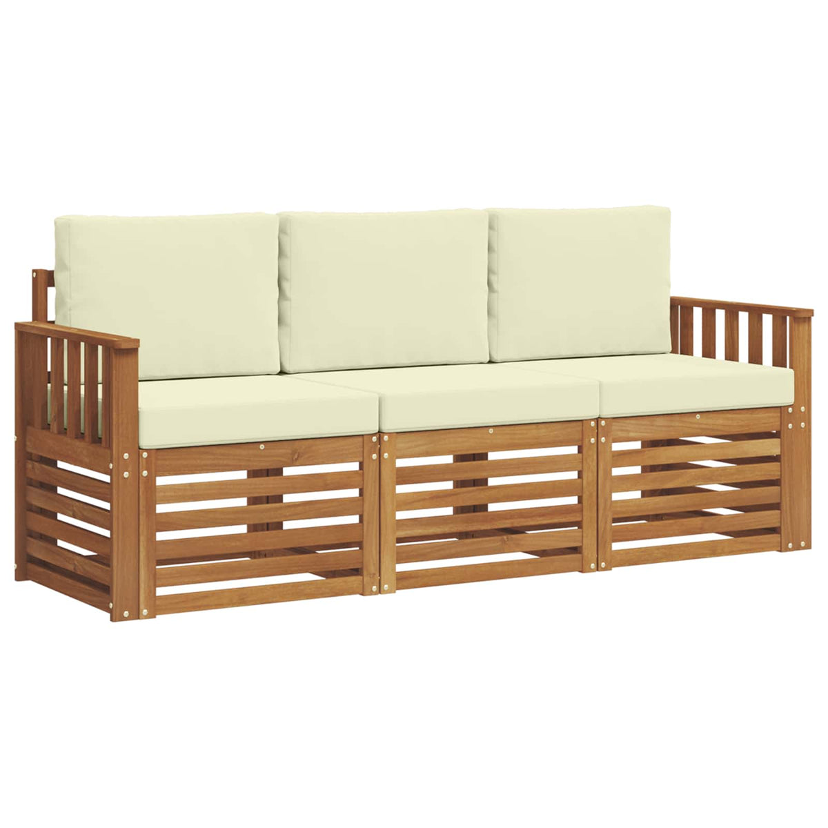 Setovi sofa 3 pcs Prirodna i krem Čvrsto drvo akacije