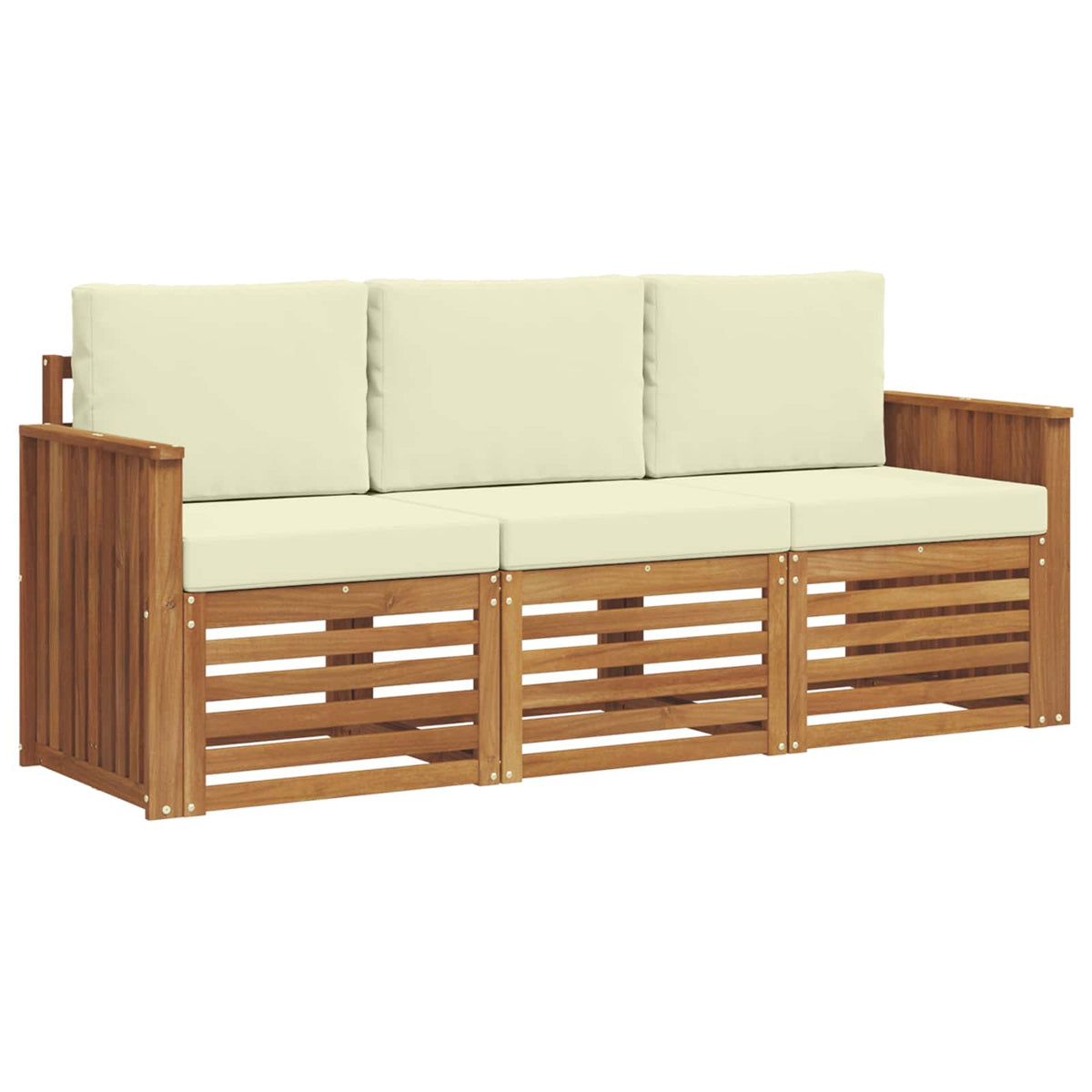 Setovi sofa 3 pcs Prirodna i krem Čvrsto drvo akacije