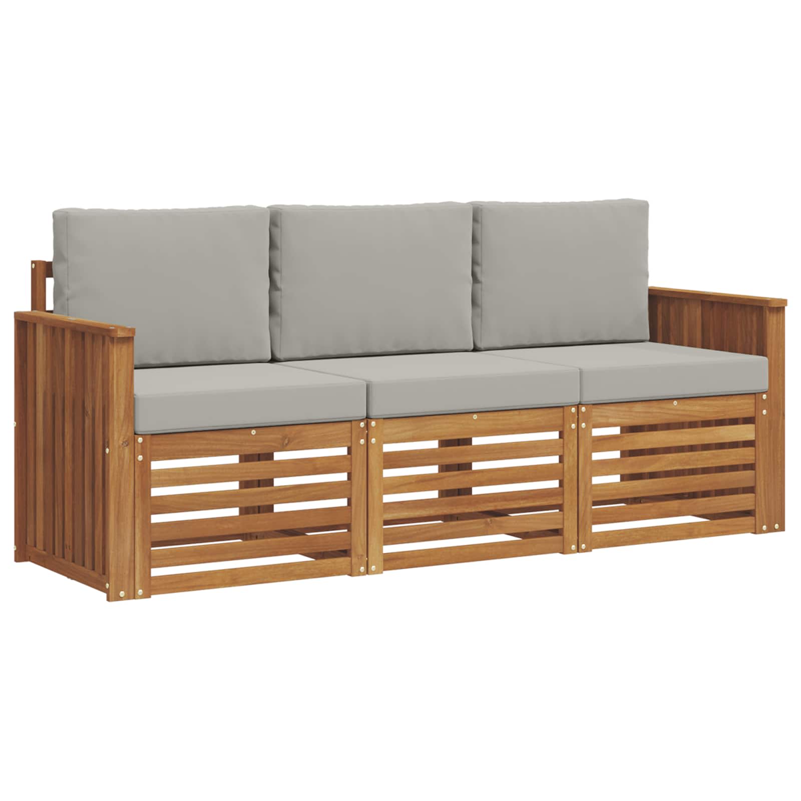 Setovi sofa 3 pcs Prirodna i svijetlo siva Čvrsto drvo akacije