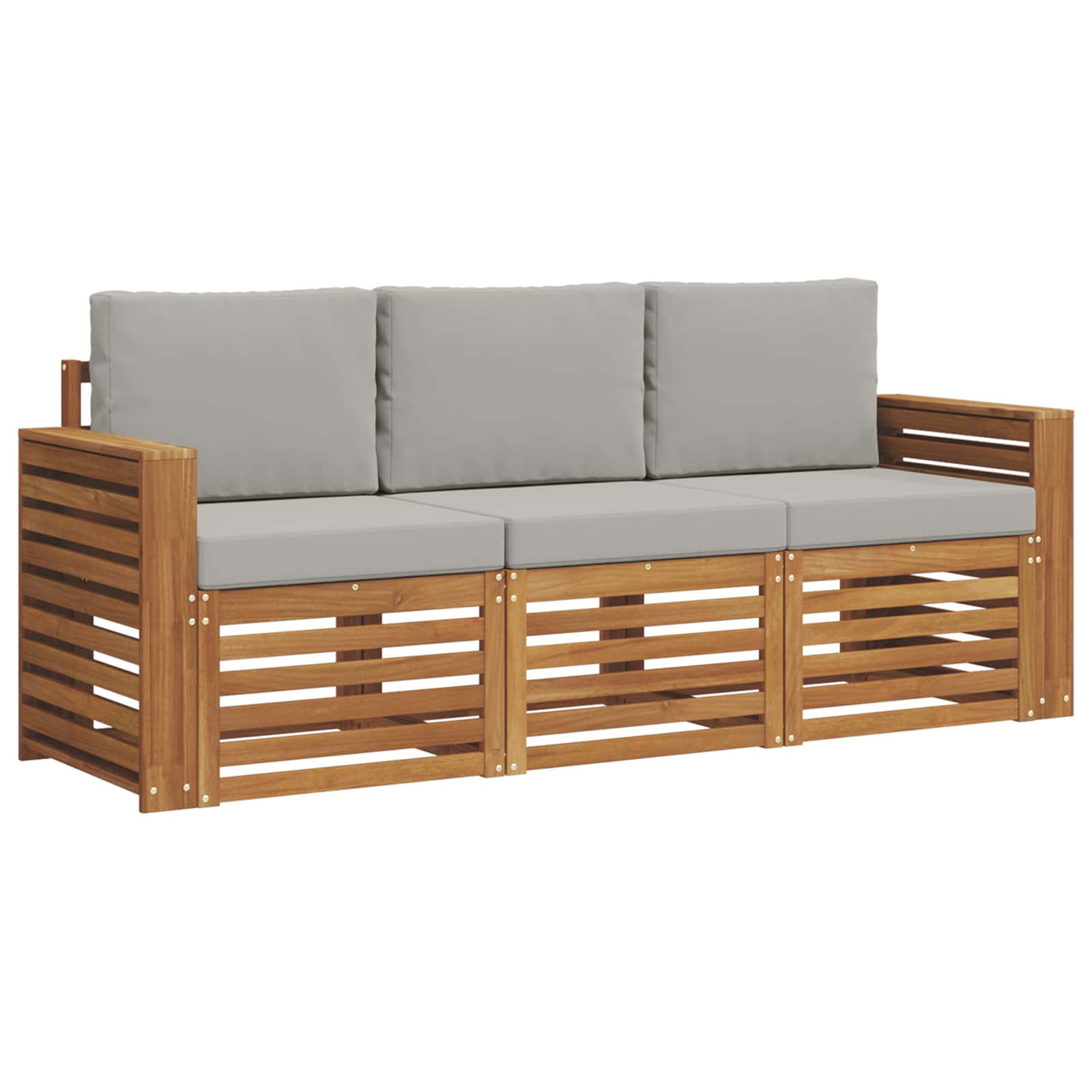 Setovi sofa 3 pcs Prirodna i svijetlo siva Čvrsto drvo akacije