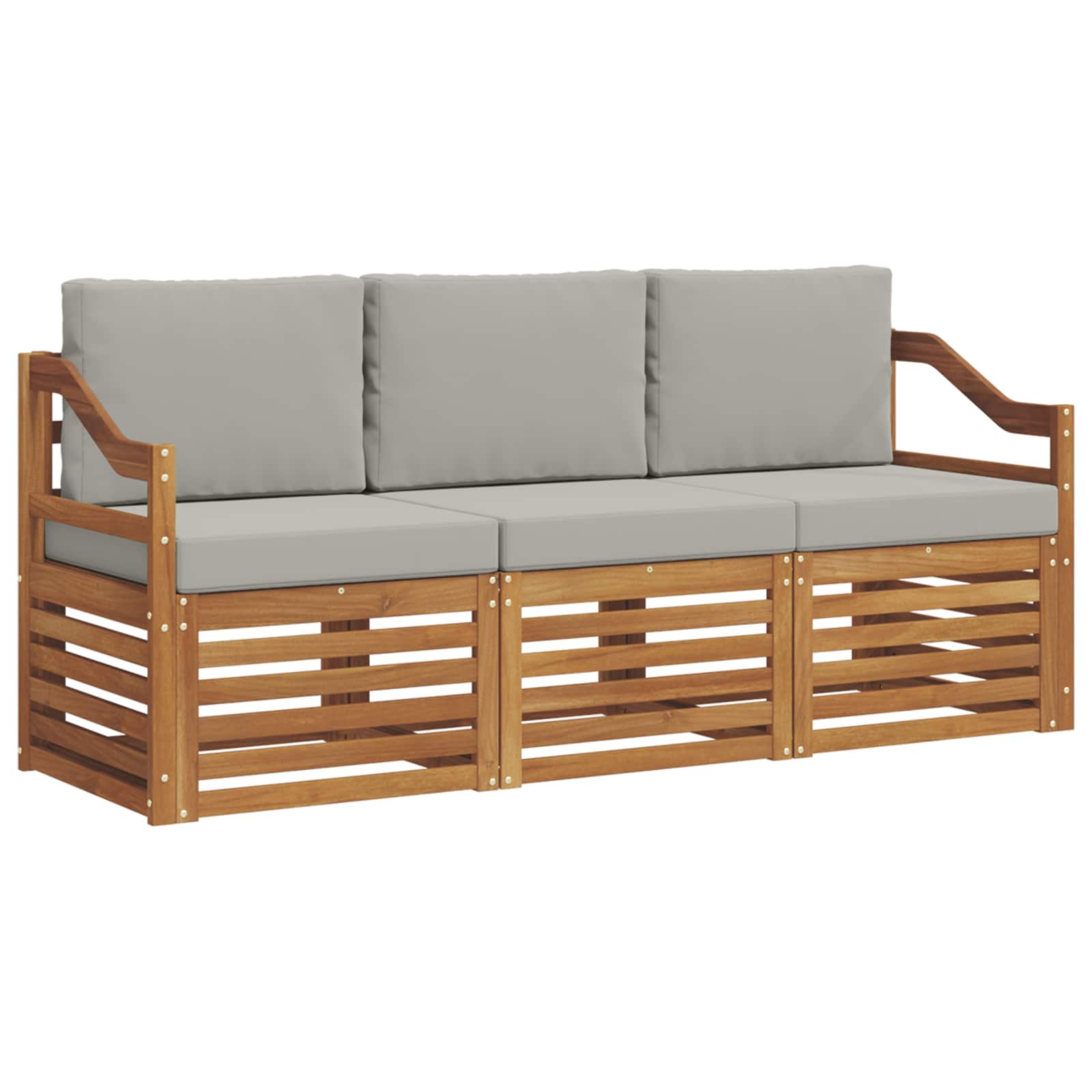 Setovi sofa 3 pcs Prirodna i svijetlo siva Čvrsto drvo akacije