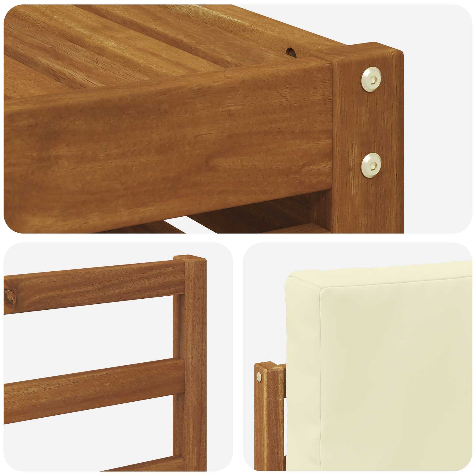 Set vanjskih sofa 5 pcs Prirodna i krem Čvrsto drvo akacije