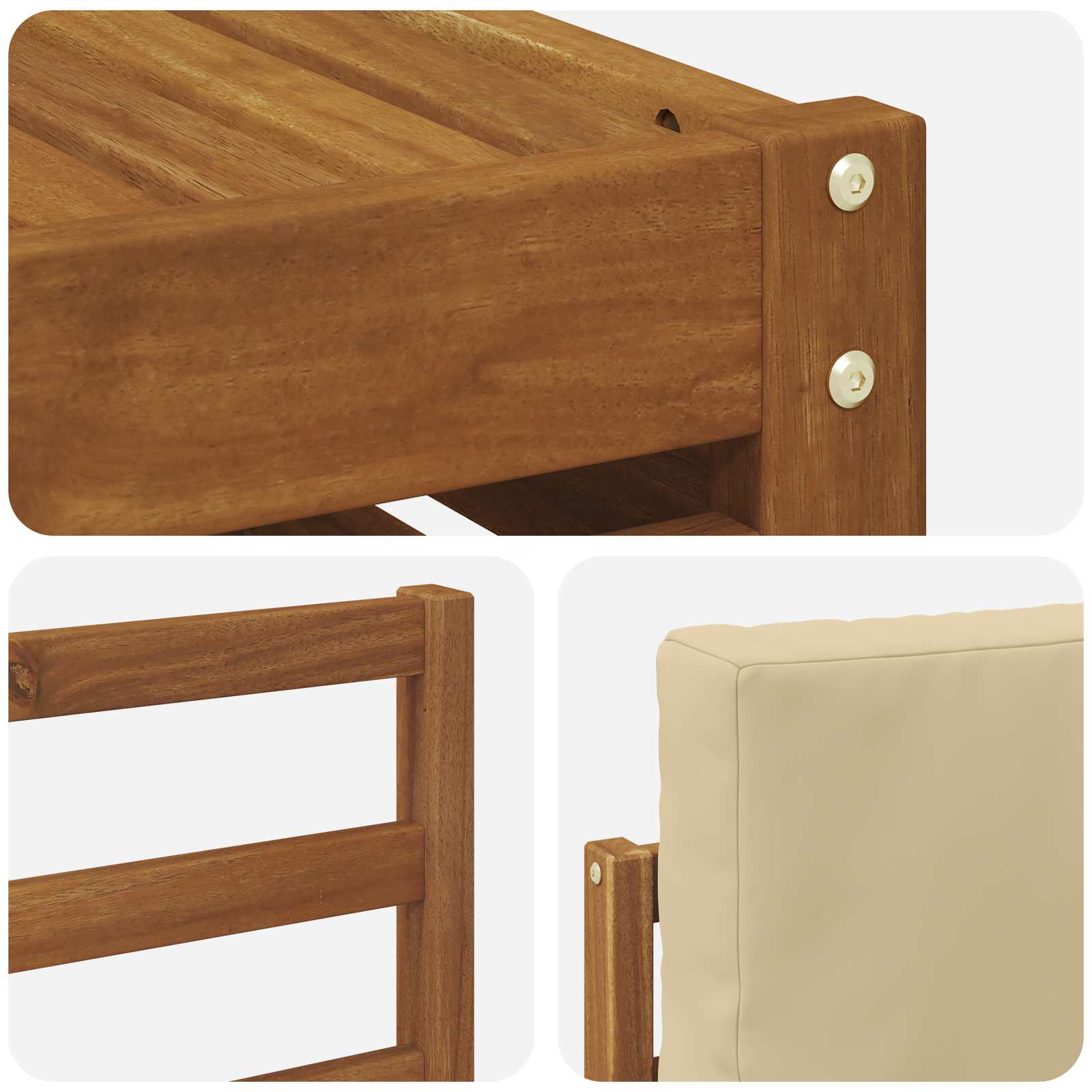 Set vanjskih sofa 5 pcs Prirodna i bež Čvrsto drvo akacije