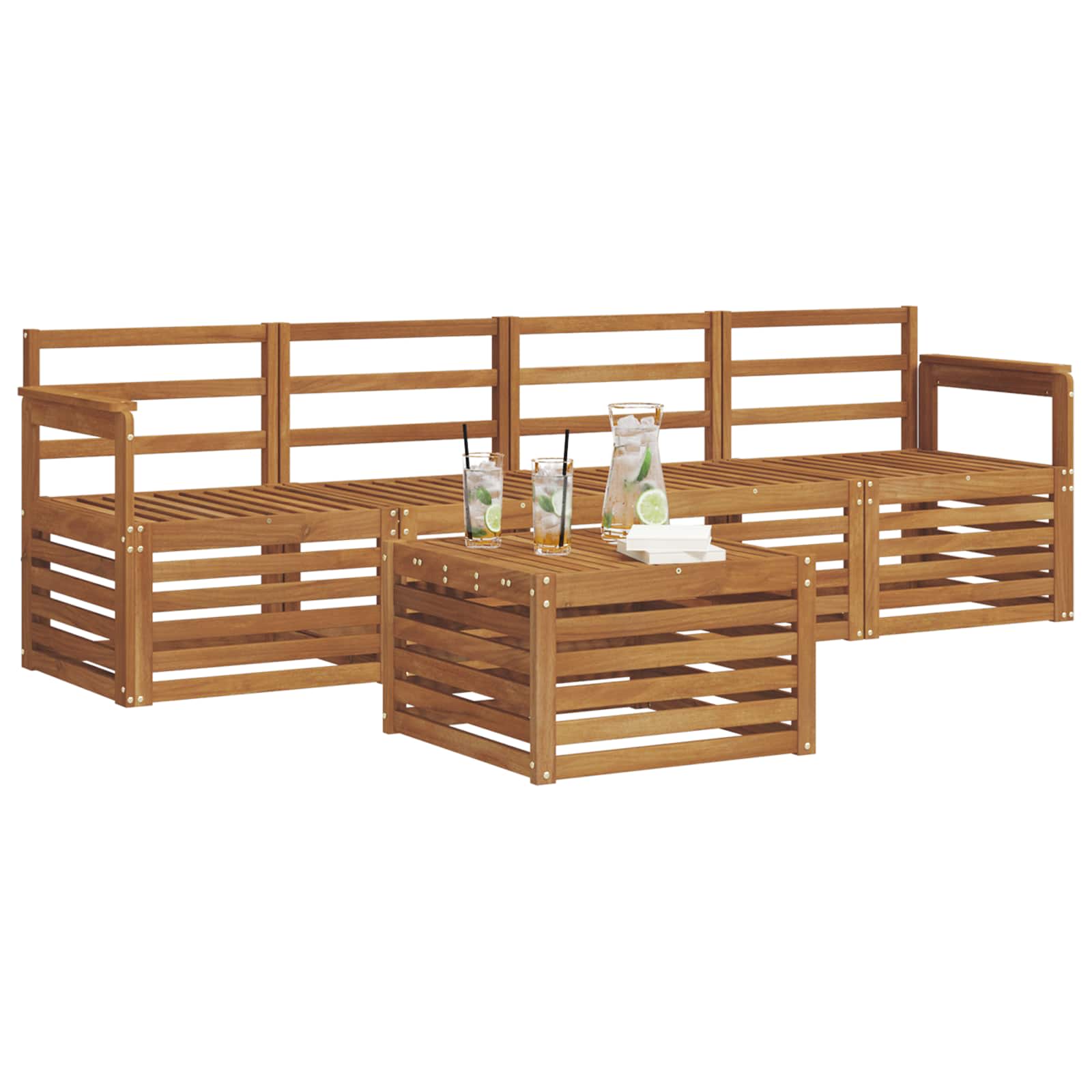 Setovi sofa 5 pcs Prirodna Čvrsto drvo akacije