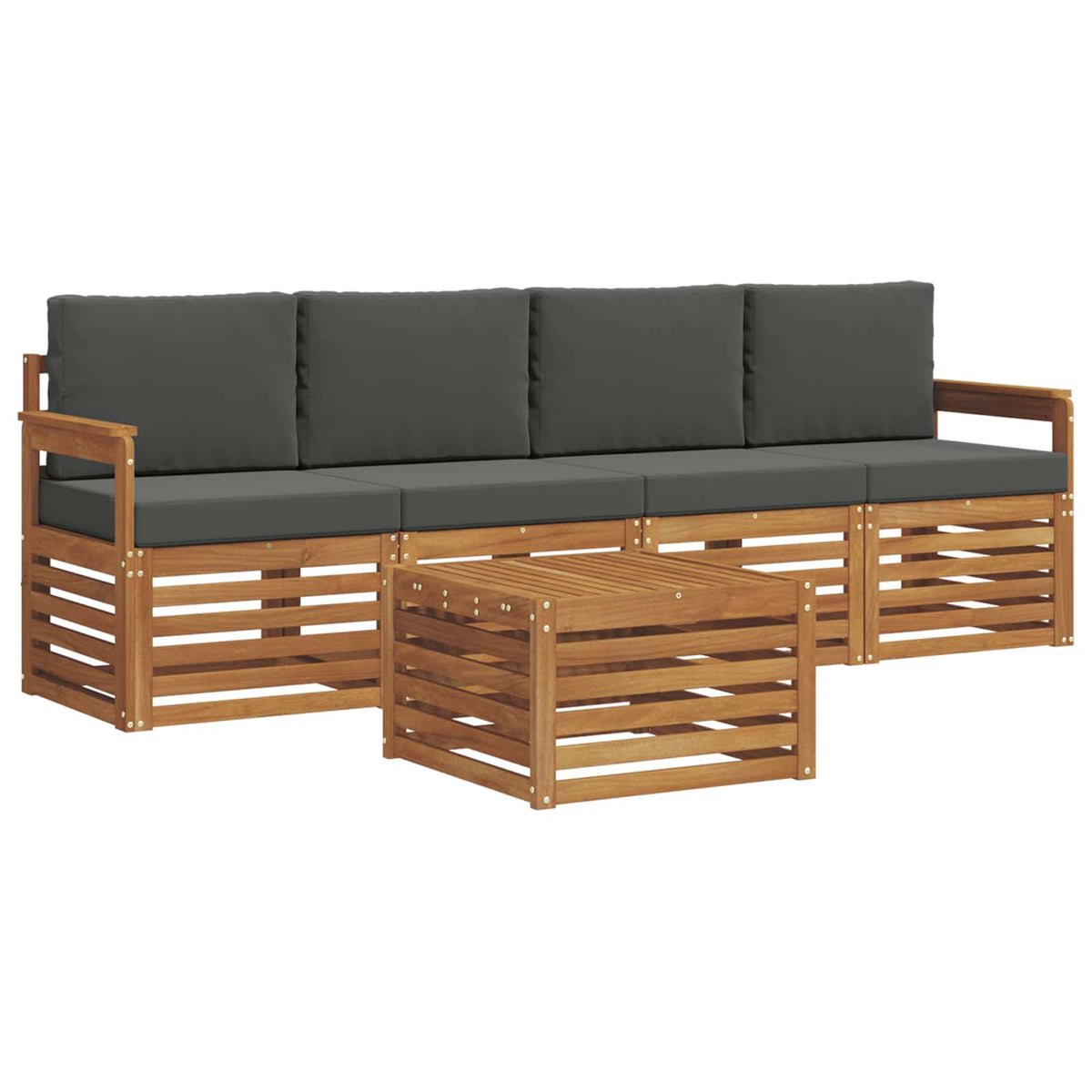 Set vanjskih sofa 5 kom. Prirodna i antracit 59 x 59 x 37 cm