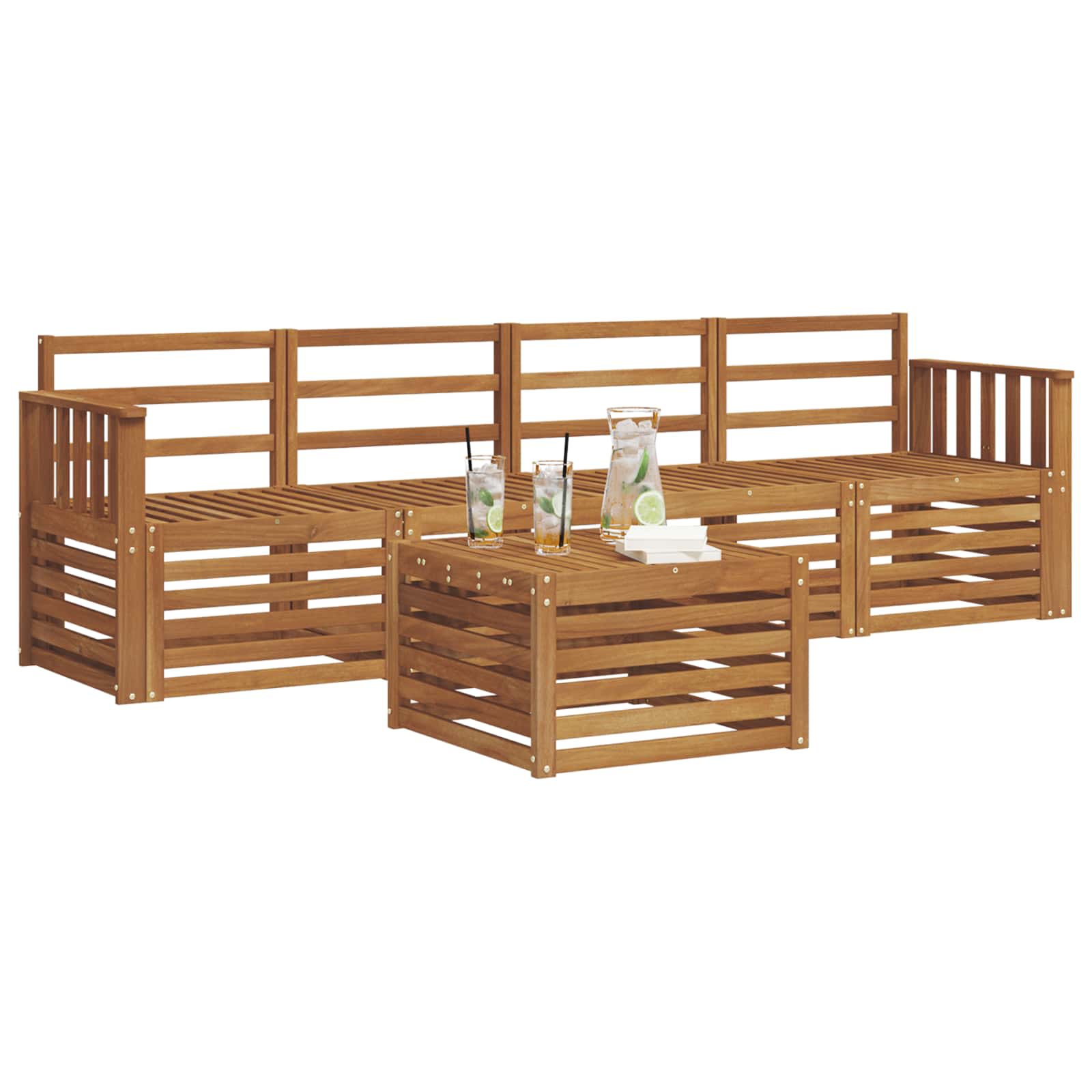 Setovi sofa 5 pcs Prirodna Čvrsto drvo akacije