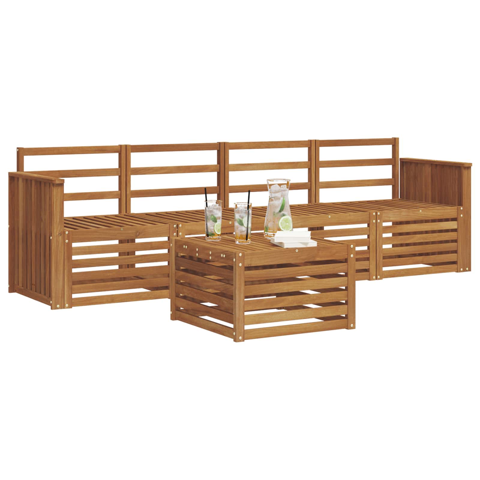 Setovi sofa 5 pcs Prirodna Čvrsto drvo akacije