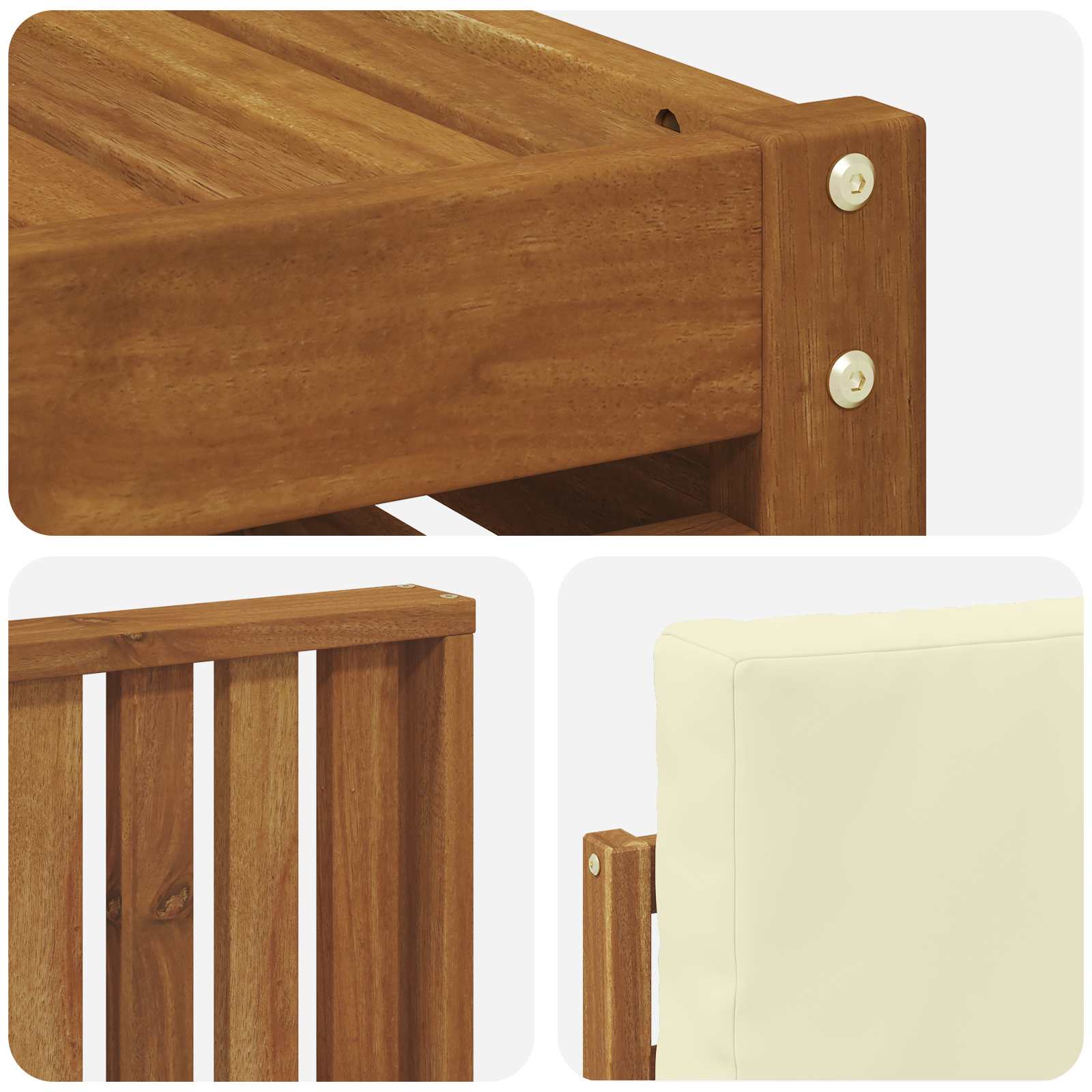 Set vanjskih sofa 5 pcs Prirodna i krem Čvrsto drvo akacije