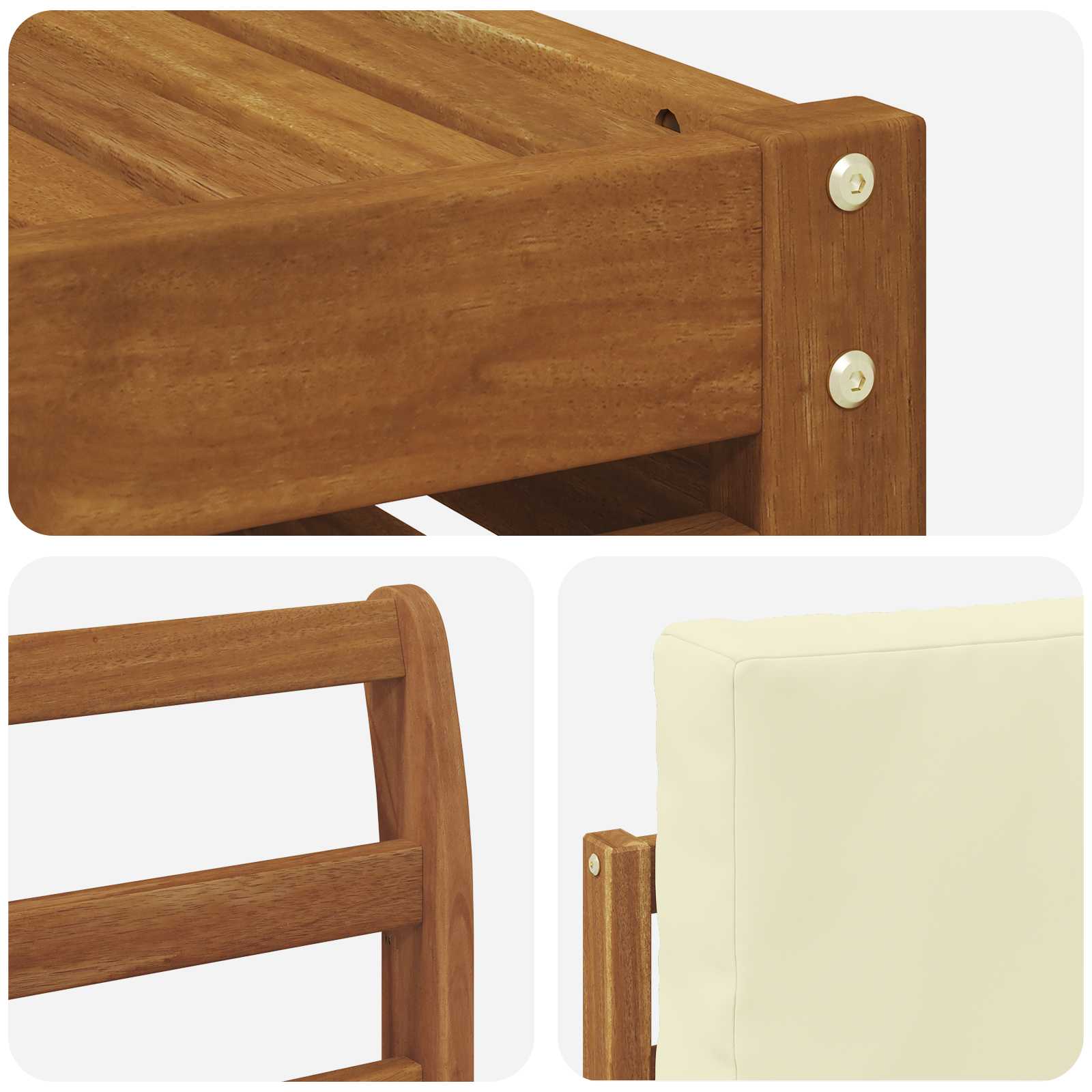 Set vanjskih sofa 5 pcs Prirodna i krem Čvrsto drvo akacije