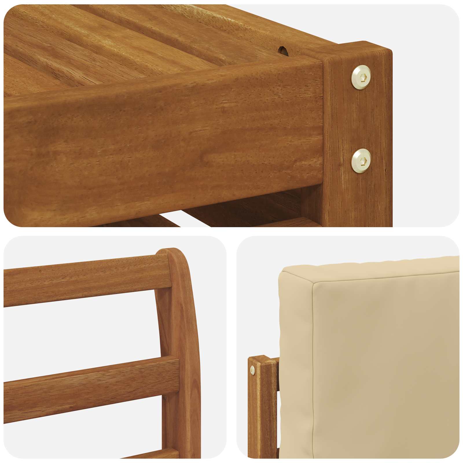 Set vanjskih sofa 5 pcs Prirodna i bež Čvrsto drvo akacije