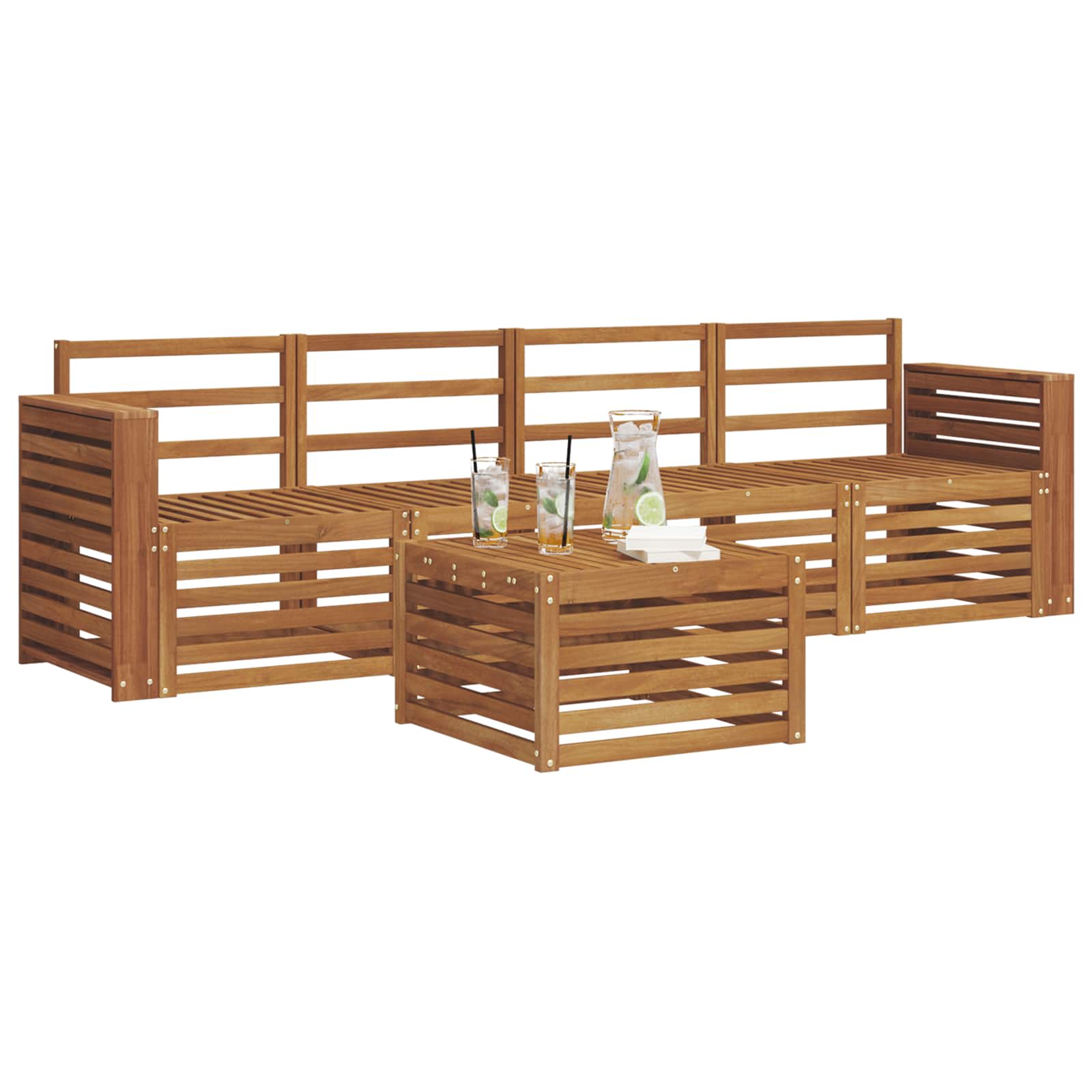 Setovi sofa 5 pcs Prirodna Čvrsto drvo akacije