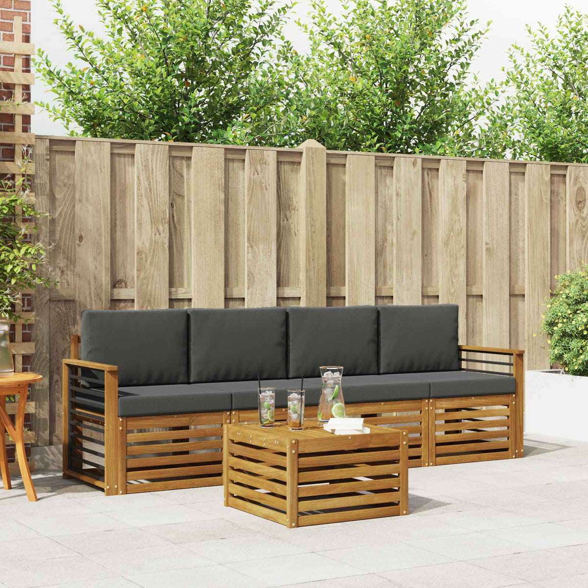 Set vanjskih sofa 5 kom. Prirodna i antracit