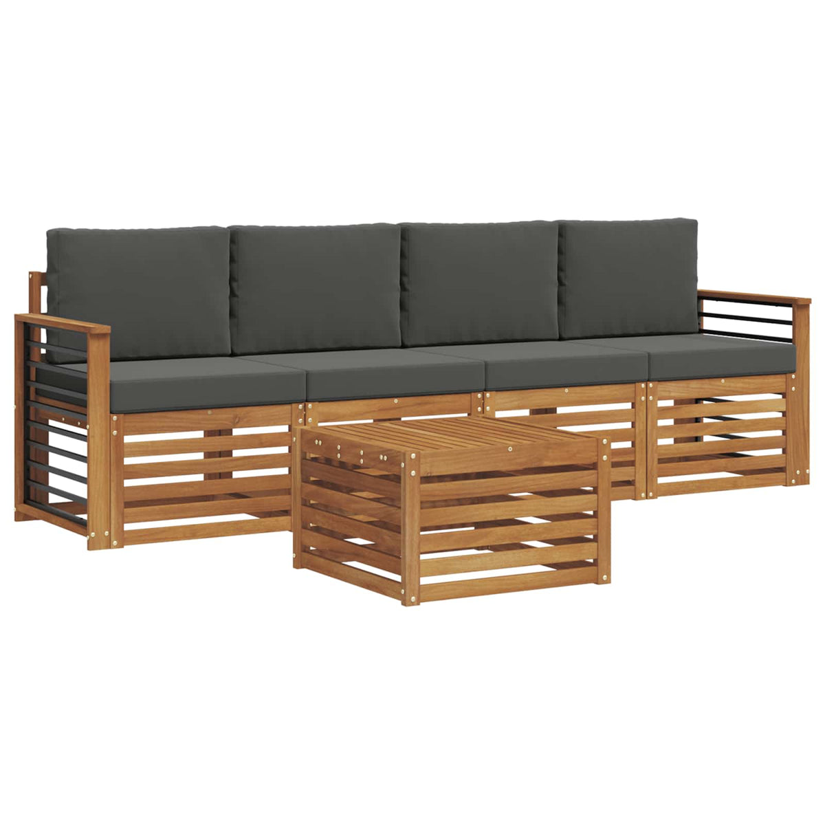 Set vanjskih sofa 5 kom. Prirodna i antracit