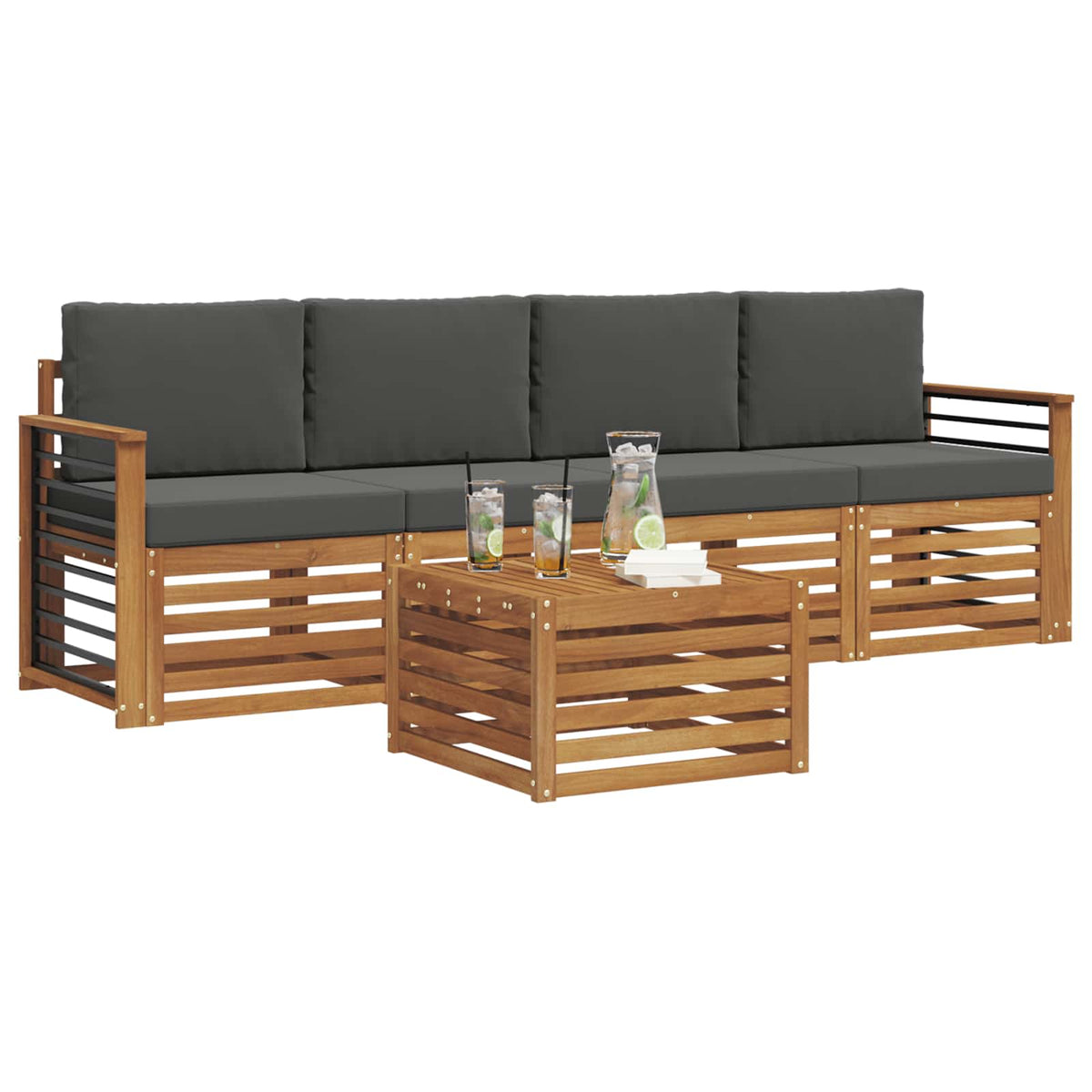 Set vanjskih sofa 5 kom. Prirodna i antracit