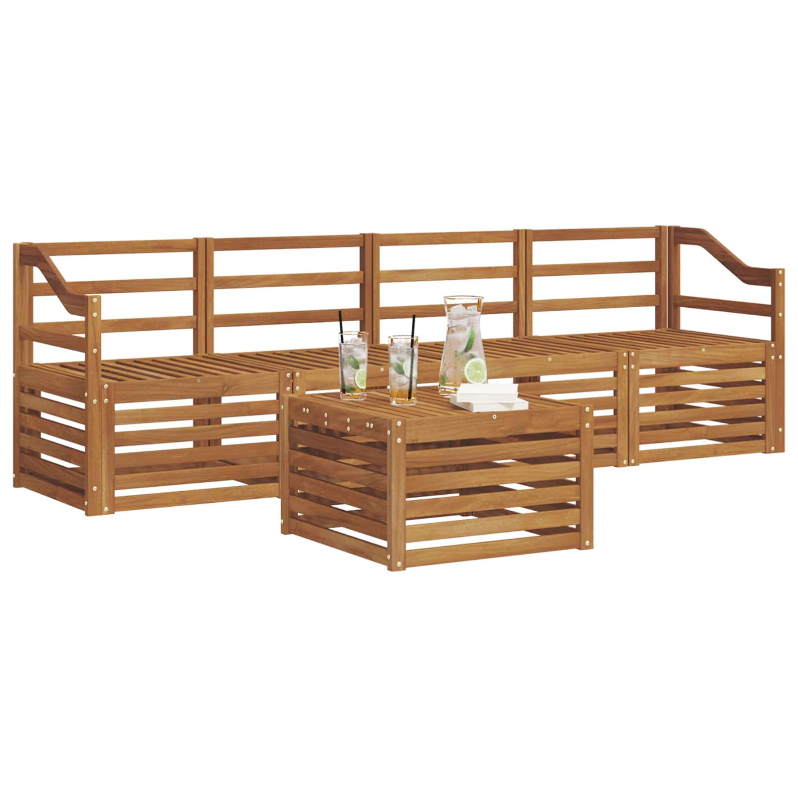 Setovi sofa 5 pcs Prirodna Čvrsto drvo akacije