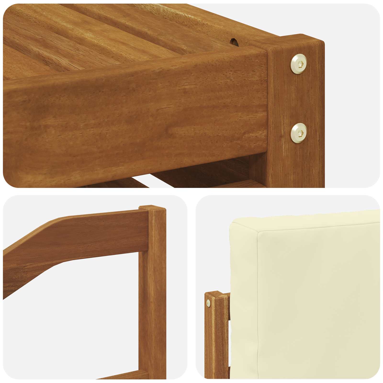 Set vanjskih sofa 5 pcs Prirodna i krem Čvrsto drvo akacije