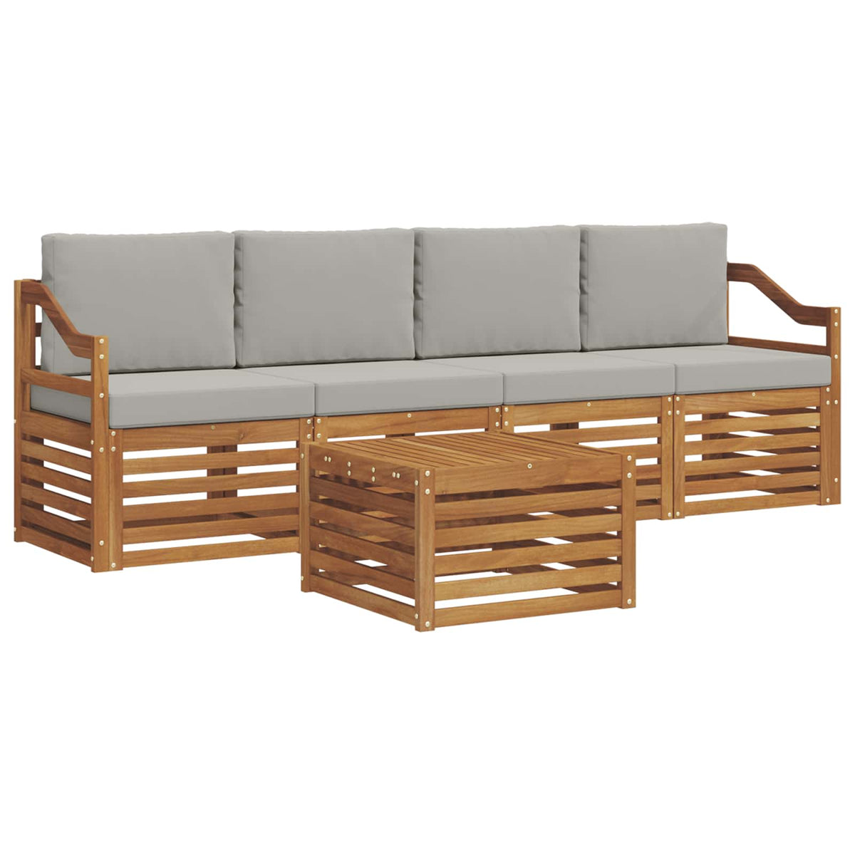Set vanjskih sofa 5 kom. Prirodna i svijetlo siva