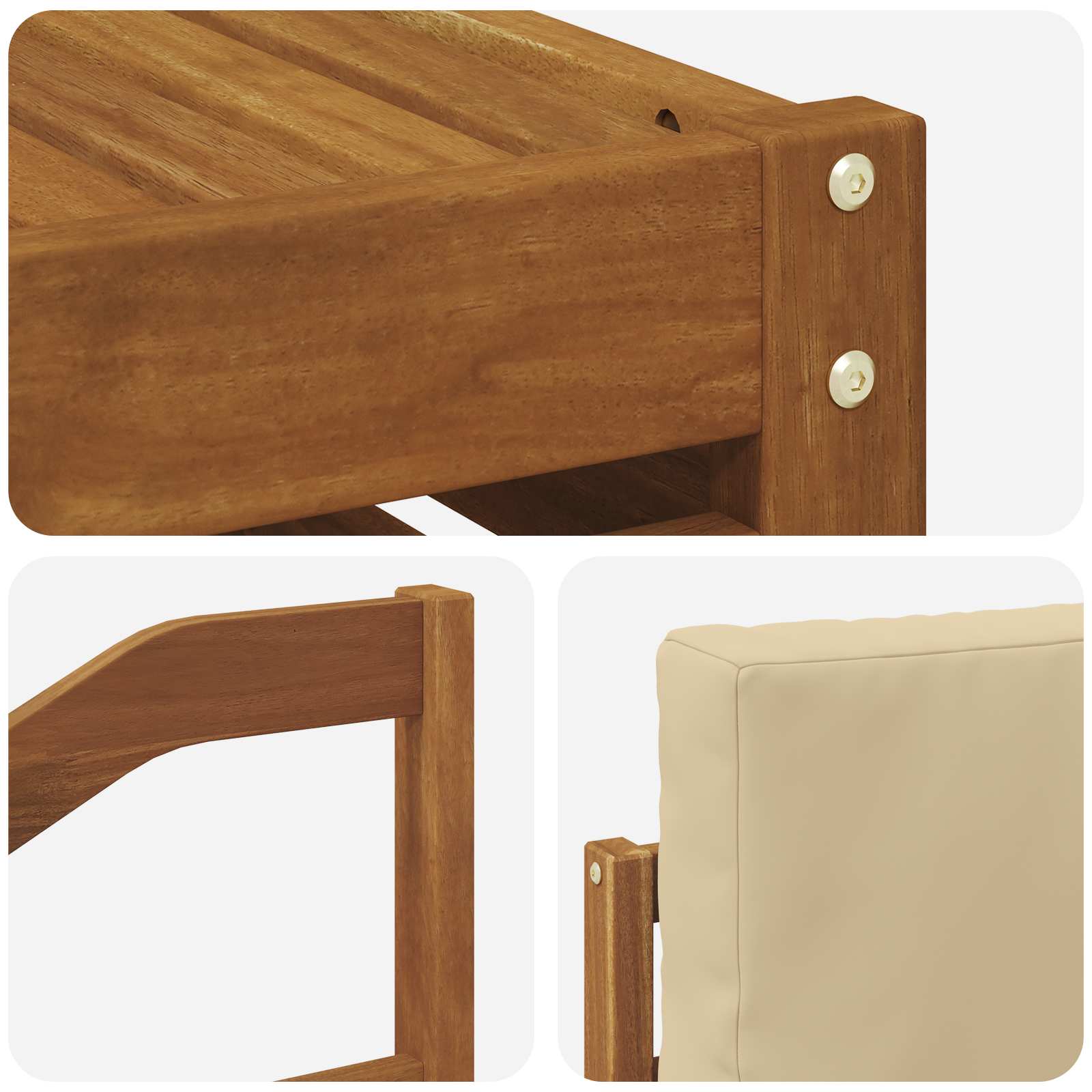 Set vanjskih sofa 5 pcs Prirodna i bež Čvrsto drvo akacije