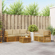Set vanjskih sofa 6 kom. Prirodna i bež Čvrsto drvo akacije
