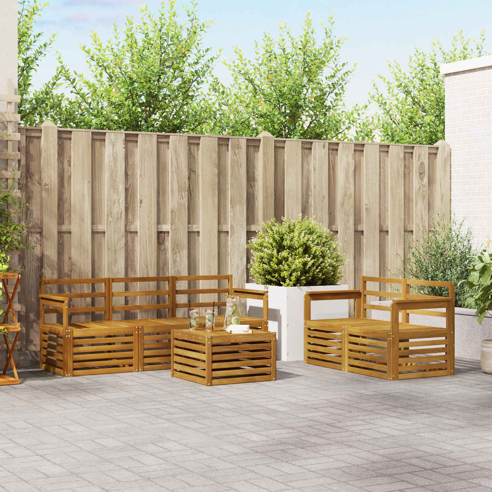 Set vanjskih sofa 6 kom. Prirodna Čvrsto drvo akacije