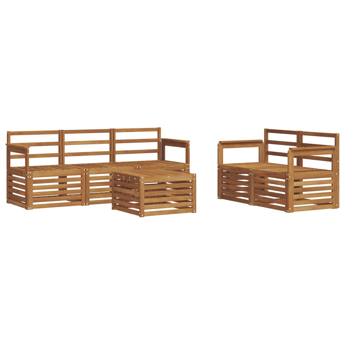 Set vanjskih sofa 6 kom. Prirodna Čvrsto drvo akacije