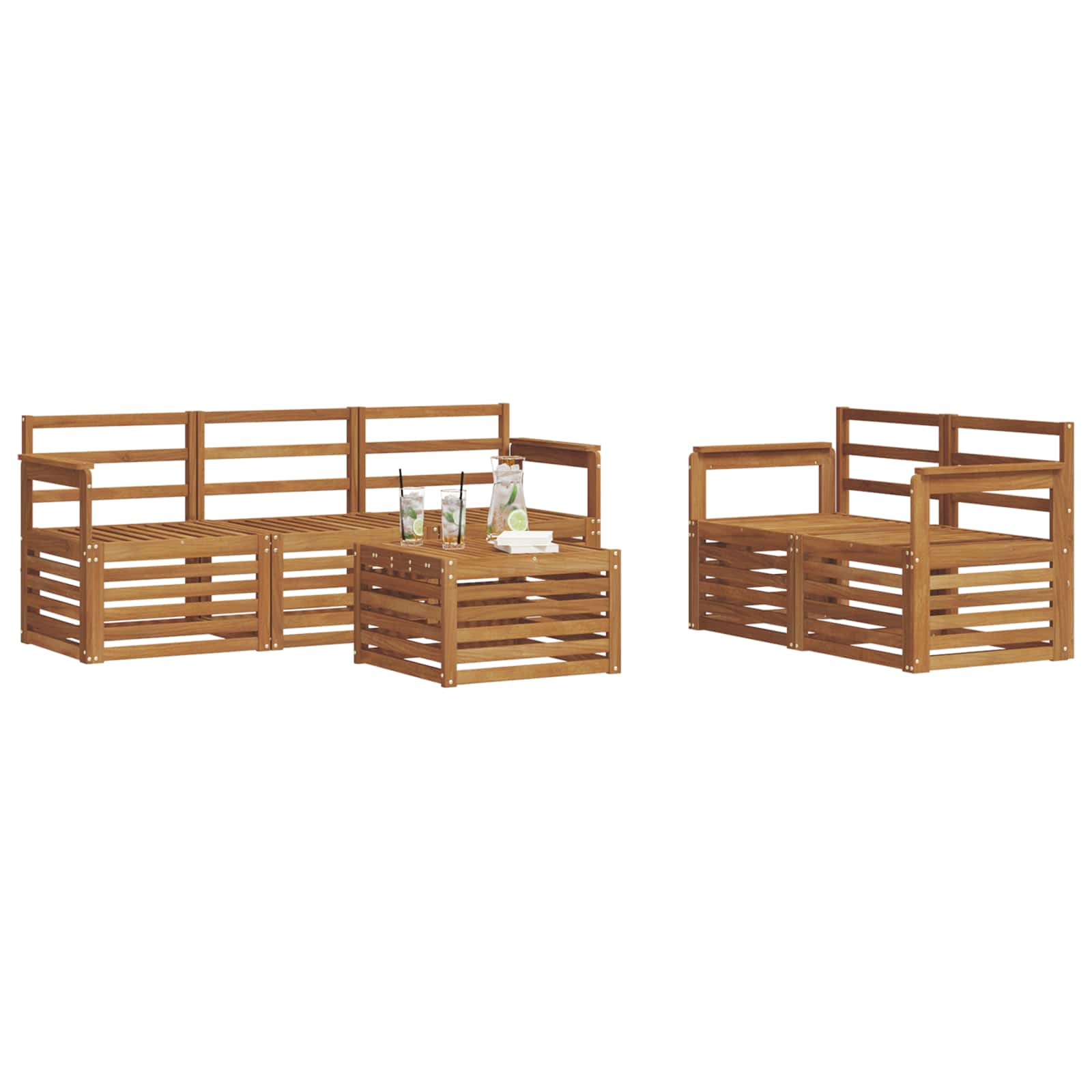 Set vanjskih sofa 6 kom. Prirodna Čvrsto drvo akacije