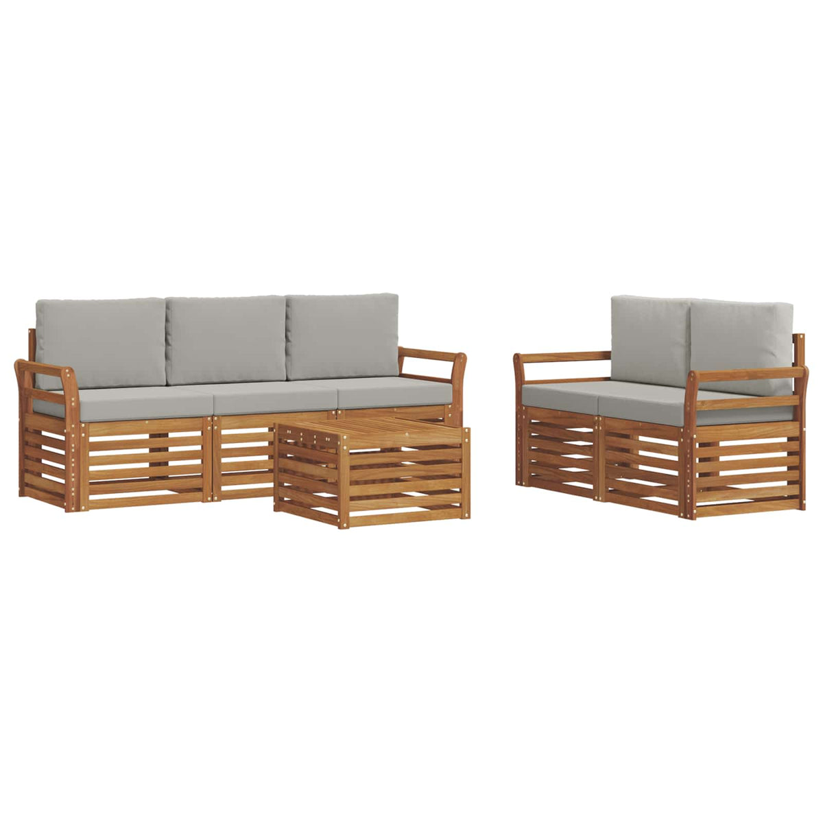 Set vanjskih sofa 6 kom. Prirodna i svjetlosiva