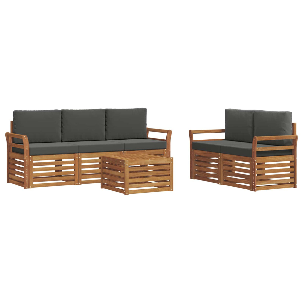 Set vanjskih sofa 6 kom. Prirodna i antracit