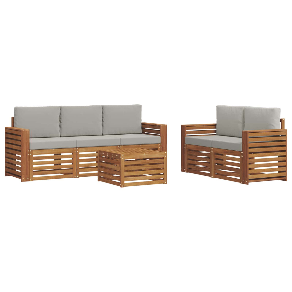 Set vanjskih sofa 6 kom. Prirodna i svjetlosiva