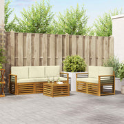 Set vanjskih sofa 6 kom. Prirodna i krem Čvrsto drvo akacije