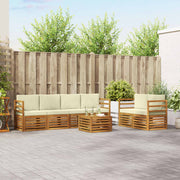 Set vanjskih sofa 7 pcs Prirodna i krem Čvrsto drvo akacije
