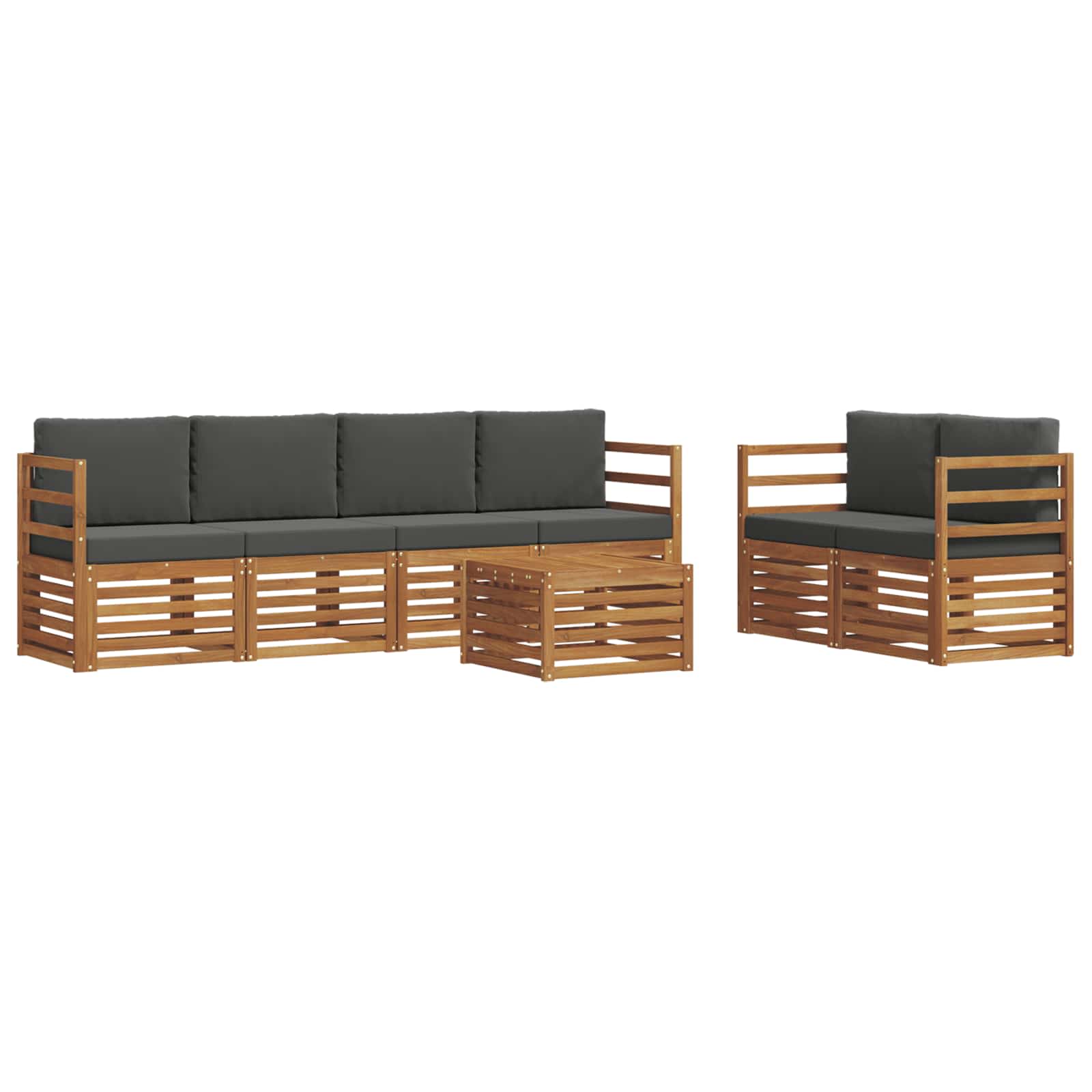 Set vanjskih sofa 7 pcs Prirodna i antracit Čvrsto drvo akacije