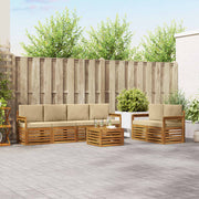 Set vanjskih sofa 7 pcs Prirodna i bež Čvrsto drvo akacije