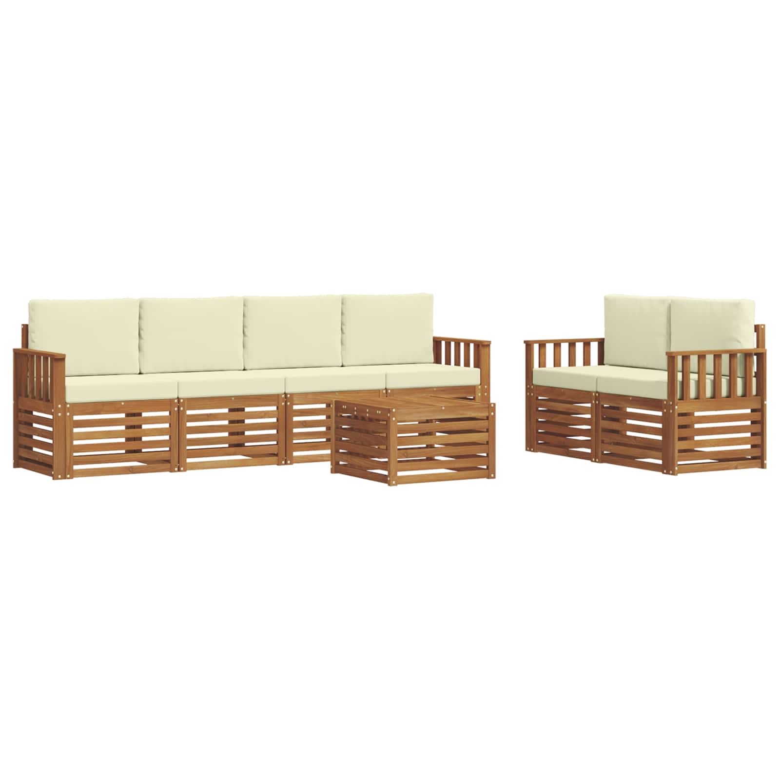 Set vanjskih sofa 7 pcs Prirodna i krem Čvrsto drvo akacije