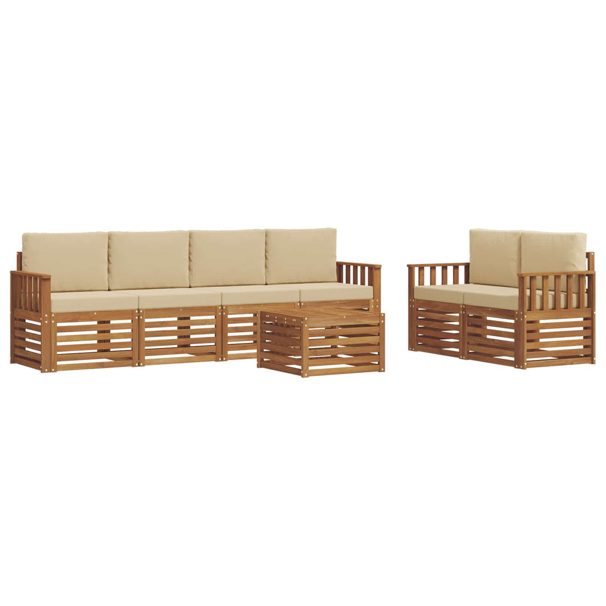 Set vanjskih sofa 7 pcs Prirodna i bež Čvrsto drvo akacije